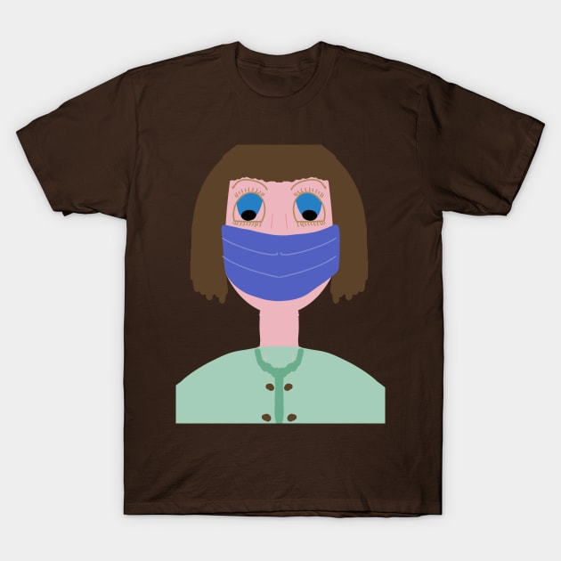 Girl with brown hair wearing a mouth mask T-Shirt by Vannaweb